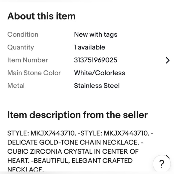 NWT MICHAEL KORS GOLD-TONE
HEART PENDANT NECKLACE MKJX7443710 MSRP $85.00 - Picture 9 of 9